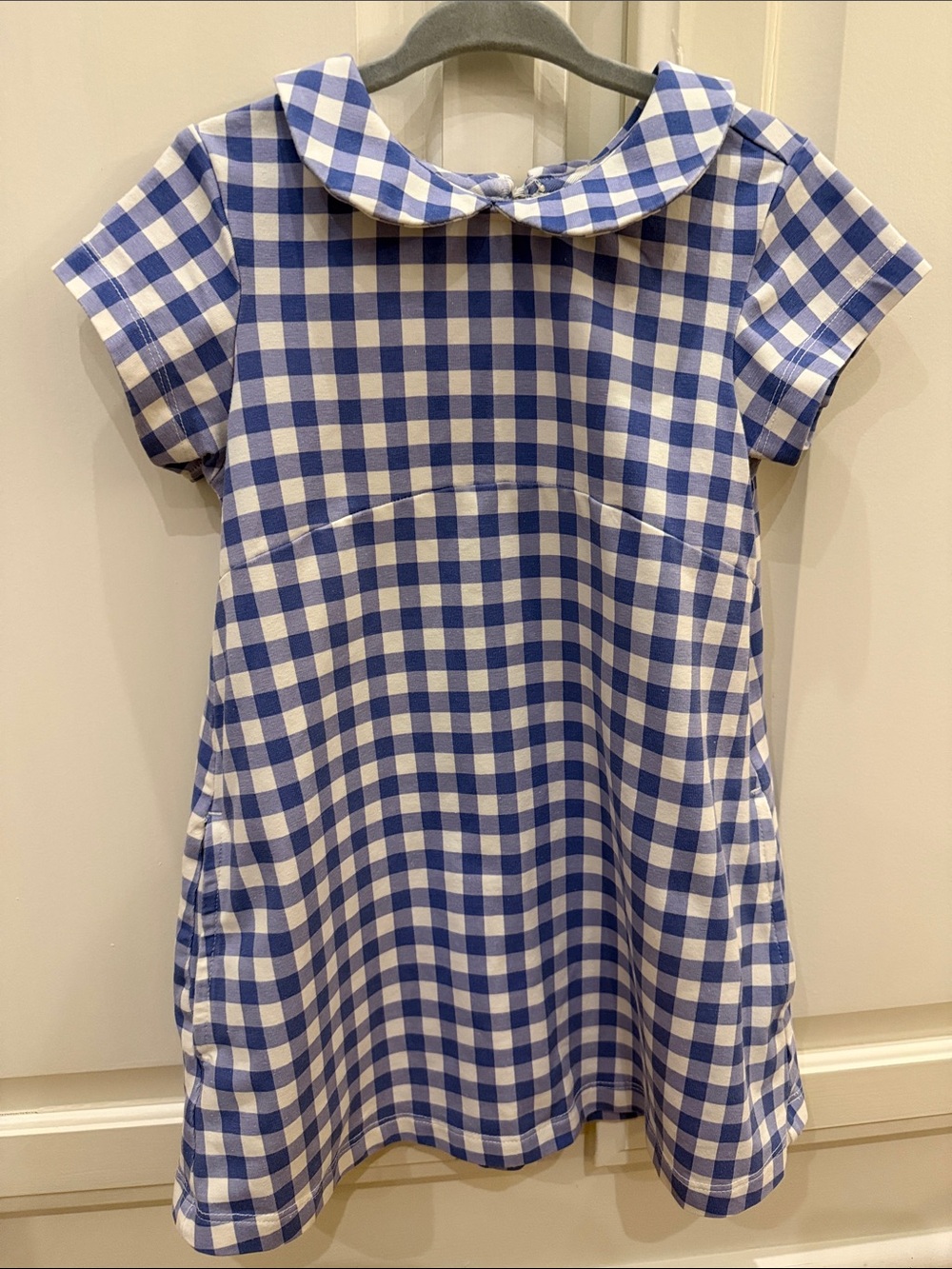Hanna Andersson Blue and White Gingham Checked Peter Collar Dress